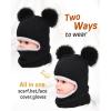 imageToddler Winter Hat Gloves Set Baby Girls Boys Winter Beanie Hats Fleece Lined Kids Earflaps Face Warmer Scarf SetBlackblack
