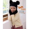 imageToddler Winter Hat Gloves Set Baby Girls Boys Winter Beanie Hats Fleece Lined Kids Earflaps Face Warmer Scarf SetBlackblack