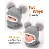 imageToddler Winter Hat Gloves Set Baby Girls Boys Winter Beanie Hats Fleece Lined Kids Earflaps Face Warmer Scarf SetGrey