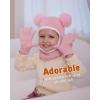 imageToddler Winter Hat Gloves Set Baby Girls Boys Winter Beanie Hats Fleece Lined Kids Earflaps Face Warmer Scarf SetGrey