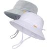 imageFURTALK Baby Sun Hat Toddler Boys Girls Bucket Hat for Kids 05 Years UPF 50 Sun Protective Child Summer Beach HatsGreywhite