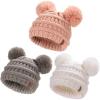 imageFURTALK Baby Winter Knitted Beanie Hat Soft Warm Lined Pom Pom for Infant Toddler Skull CapPinkwhitegrey