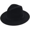imageFURTALK Fedora Hats for Men Women 100 Australian Wool Felt Wide Brim Hat Leather Belt Crushable Packable04black Ribbon Belt