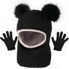 imageToddler Winter Hat Gloves Set Baby Girls Boys Winter Beanie Hats Fleece Lined Kids Earflaps Face Warmer Scarf SetBlackblack