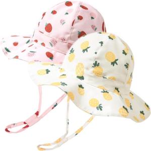 imageFURTALK Baby Sun Hat Summer Beach Hats with UPF 50 Sun Protection Wide Brim for Baby Toddler Sun Hat CapStrawberrypineapple