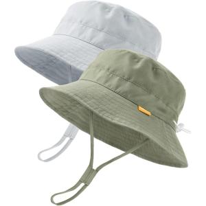 imageFURTALK Baby Sun Hat Toddler Boys Girls Bucket Hat for Kids 05 Years UPF 50 Sun Protective Child Summer Beach HatsGreengrey
