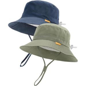 imageFURTALK Baby Sun Hat Toddler Boys Girls Bucket Hat for Kids 05 Years UPF 50 Sun Protective Child Summer Beach HatsNavygreen