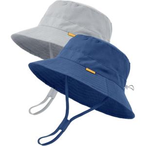 imageFURTALK Baby Sun Hat Toddler Boys Girls Bucket Hat for Kids 05 Years UPF 50 Sun Protective Child Summer Beach HatsNavygrey