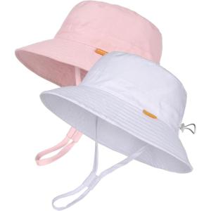 imageFURTALK Baby Sun Hat Toddler Boys Girls Bucket Hat for Kids 05 Years UPF 50 Sun Protective Child Summer Beach HatsWhitelight Pink