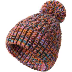 imageFURTALK Beanie for Women Winter Beanie Knitted Hat with Pom Soft Warm Ski CapOrange