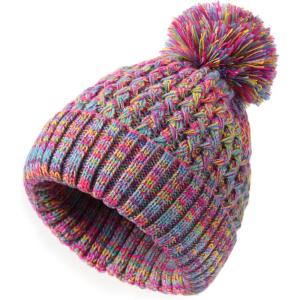 imageFURTALK Beanie for Women Winter Beanie Knitted Hat with Pom Soft Warm Ski CapPurple