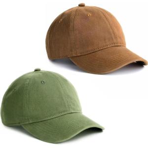 imageFURTALK Toddler Baseball Hat Kids Boys Girls Adjustable Washed Cotton Baseball Cap with PonytailDark Orangegreen