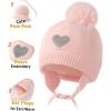 imageFURTALK Baby Girls Beanie with Pom Earflap Fleece Lined Winter Hat Knit Toddler Infant HatsBeigepink