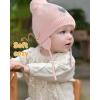 imageFURTALK Baby Girls Beanie with Pom Earflap Fleece Lined Winter Hat Knit Toddler Infant HatsBeigepink