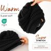 imageFURTALK Winter Beanie Hat for Women Satin Lined Cable Knit Chunky Slouchy Beanies Skull Warm CapBlack