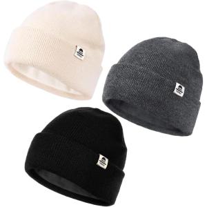 imageFURTALK Baby Beanie Fleece Lined Toddler Winter Hat Boys Girls Knit Warm Beanies Kids Ski Hats for 08 Years3pcs Blackdark Greybeige