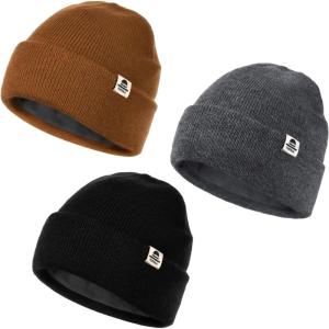 imageFURTALK Baby Beanie Fleece Lined Toddler Winter Hat Boys Girls Knit Warm Beanies Kids Ski Hats for 08 Years3pcs Blackdark Greycaramel