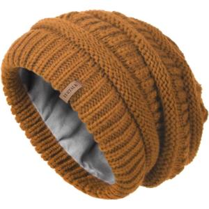 imageFURTALK Winter Hats for Women Fleece Lined Knit Beanie Hats Slouchy Warm Beanies Ski Skull CapBrown