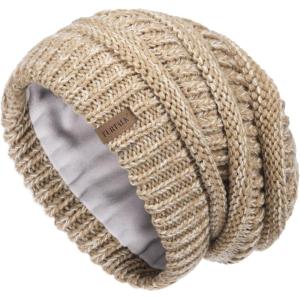 imageFURTALK Winter Hats for Women Fleece Lined Knit Beanie Hats Slouchy Warm Beanies Ski Skull CapMix Khakifleece Lining