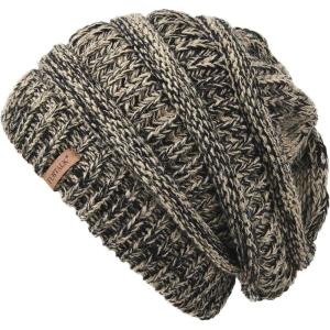 imageFURTALK Womens Winter Slouchy Beanie Hat Knit Warm Winter Hats for Women Soft Stretch Ski Cap Ladies Beanies05blackDark Beige Mixed