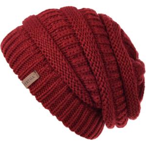 imageFURTALK Womens Winter Slouchy Beanie Hat Knit Warm Winter Hats for Women Soft Stretch Ski Cap Ladies Beanies18 Wine Red