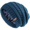 imageFURTALK Womens Satin Lined Knit Beanie Slouchy Winter Hats Skull Soft Warm CapDark Blue