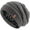 imageFURTALK Womens Satin Lined Knit Beanie Slouchy Winter Hats Skull Soft Warm CapGrey