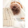 imageFURTALK Toddler Girls Boys Winter Hat Kids Pom Pom Beanie Hats Baby Faux Fur Pom Beanies Warm Soft Toddler HatsBeige Color