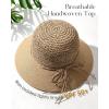 imageFURTALK Womens Summer Straw Beach Sun Hat Wide Brim Handmade Crochet HatsKhaki