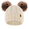 imageFURTALK Toddler Girls Boys Winter Hat Kids Pom Pom Beanie Hats Baby Faux Fur Pom Beanies Warm Soft Toddler HatsBeige Color