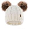 imageFURTALK Toddler Girls Boys Winter Hat Kids Pom Pom Beanie Hats Baby Faux Fur Pom Beanies Warm Soft Toddler HatsCream White