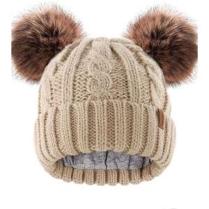 imageFURTALK Toddler Girls Boys Winter Hat Kids Pom Pom Beanie Hats Baby Faux Fur Pom Beanies Warm Soft Toddler HatsBurlywood