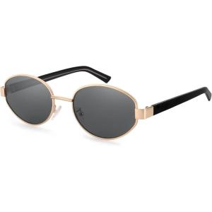 imageFURTALK Retro Oval Sunglasses Womens UV400 Protection Trendy Sun Glasses Sunnies Shades FT8219BlackBlack