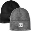 imageFURTALK Beanie Hats for Women Knit Cuffed Winter Hats Soft Warm Cute Ski Skull CapsBlackdark Grey