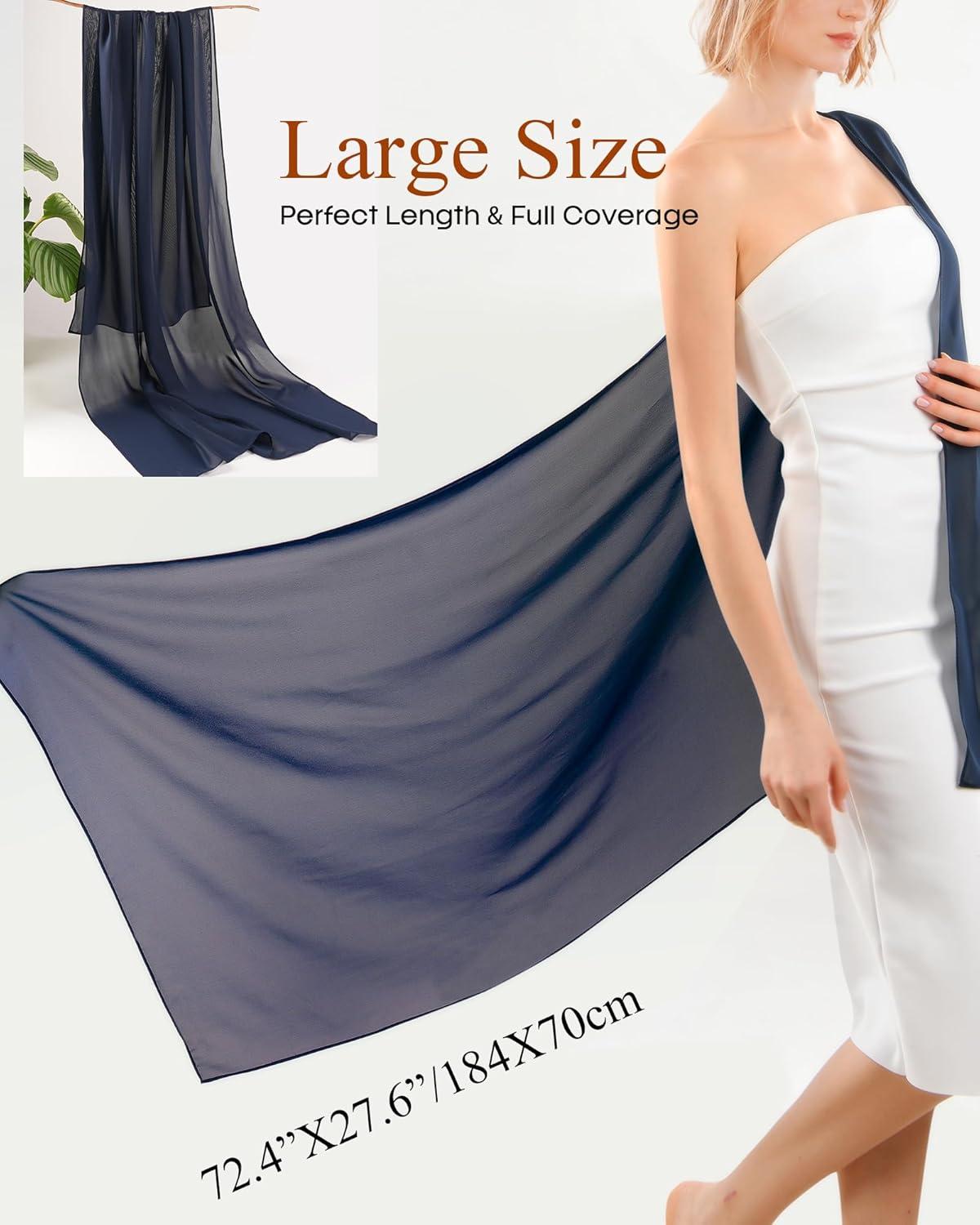 imageFURTALK Chiffon Shawl Wraps for Women Evening Dresses Soft Scarf Formal Wedding Bridal ScarvesNavy