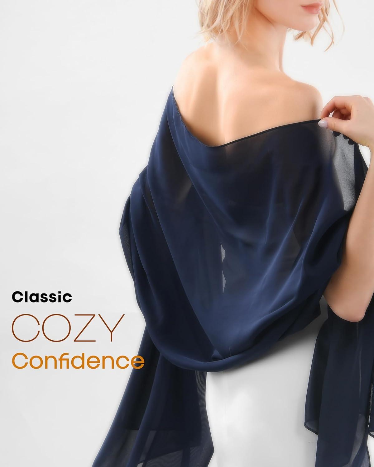 imageFURTALK Chiffon Shawl Wraps for Women Evening Dresses Soft Scarf Formal Wedding Bridal ScarvesNavy