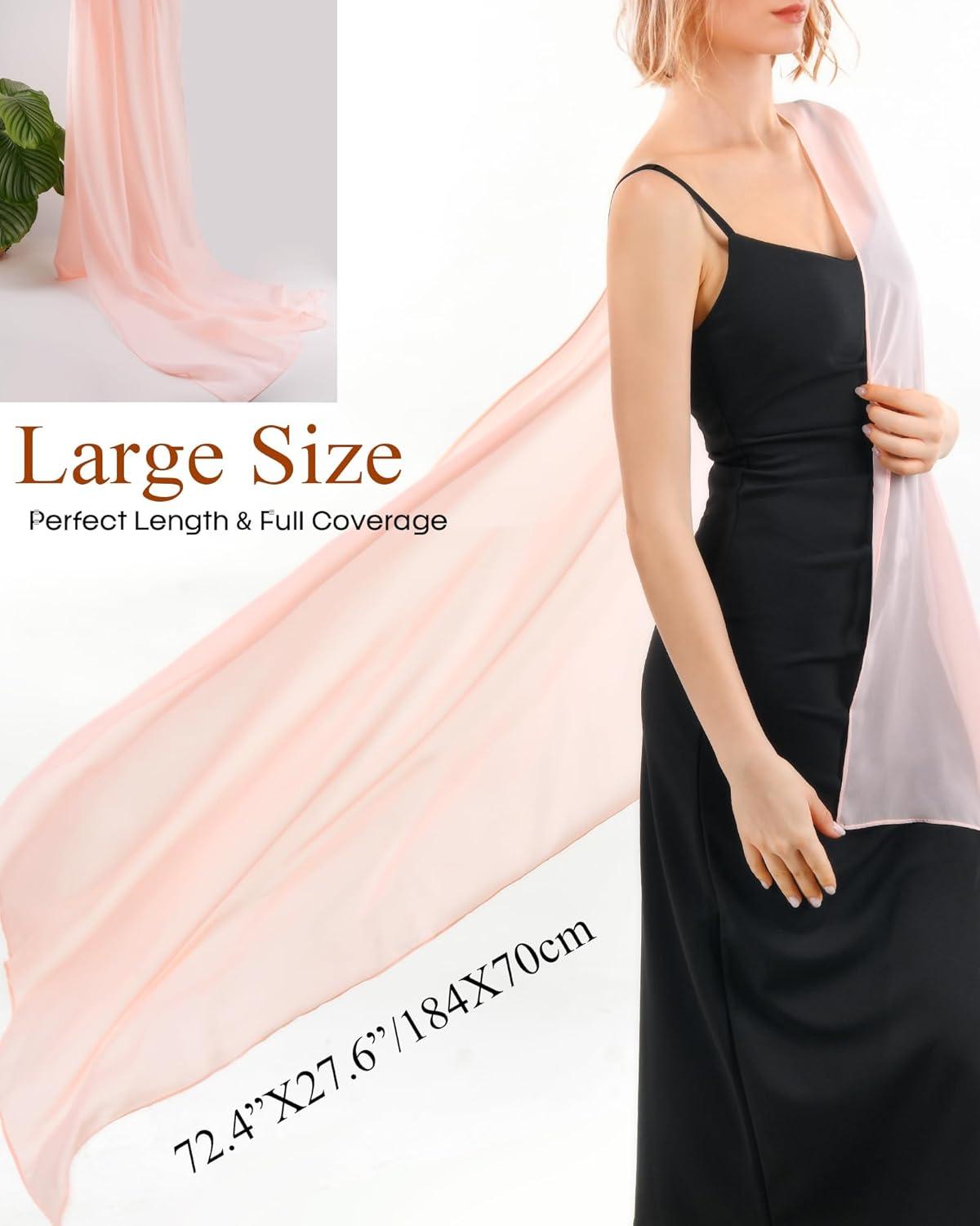 imageFURTALK Chiffon Shawl Wraps for Women Evening Dresses Soft Scarf Formal Wedding Bridal ScarvesPink