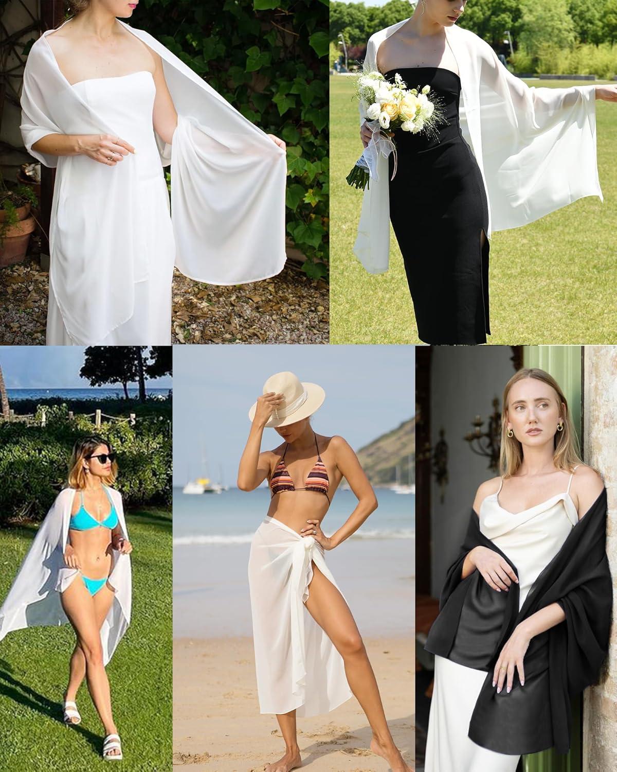 imageFURTALK Chiffon Shawl Wraps for Women Evening Dresses Soft Scarf Formal Wedding Bridal ScarvesPink