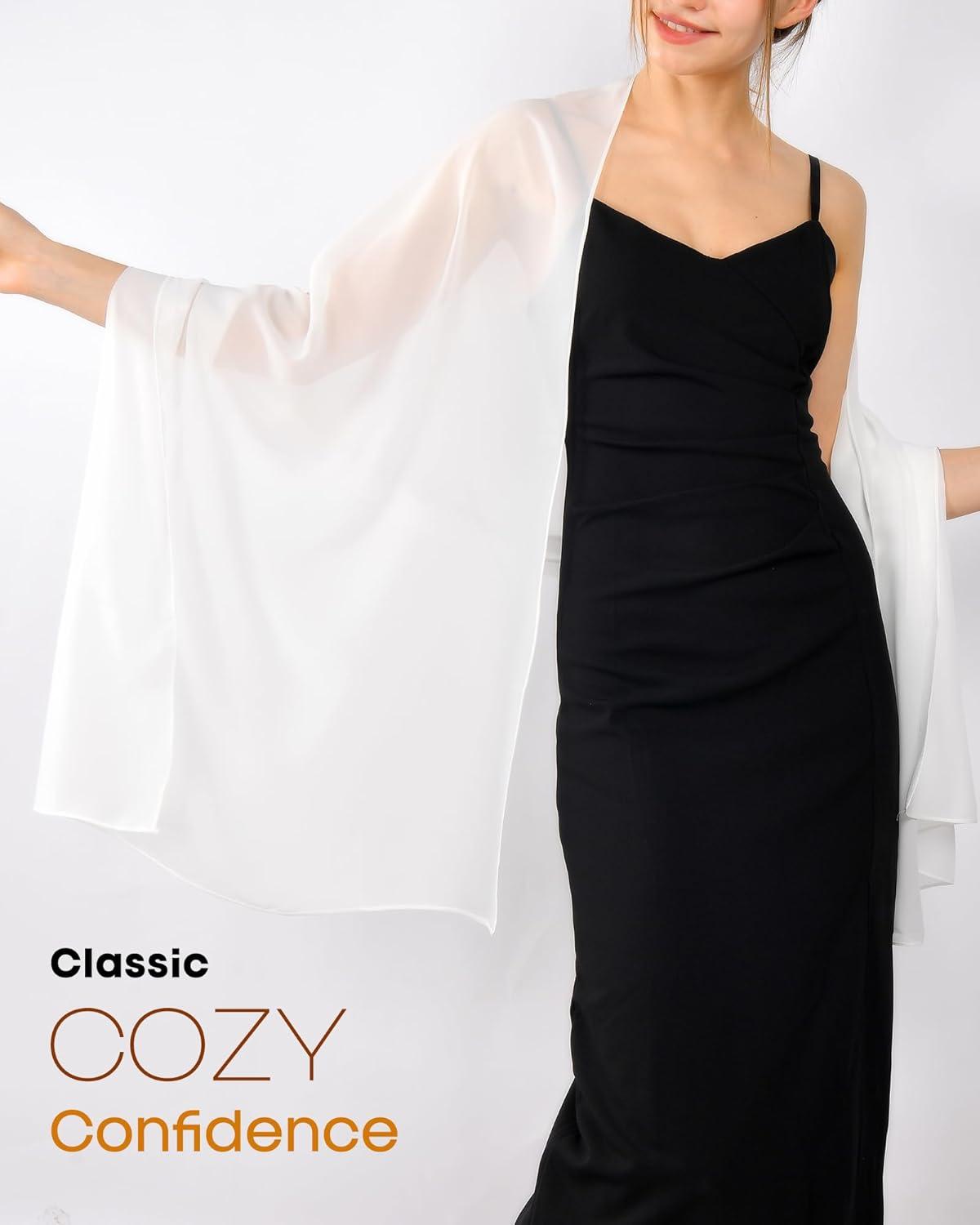 imageFURTALK Chiffon Shawl Wraps for Women Evening Dresses Soft Scarf Formal Wedding Bridal ScarvesWhite