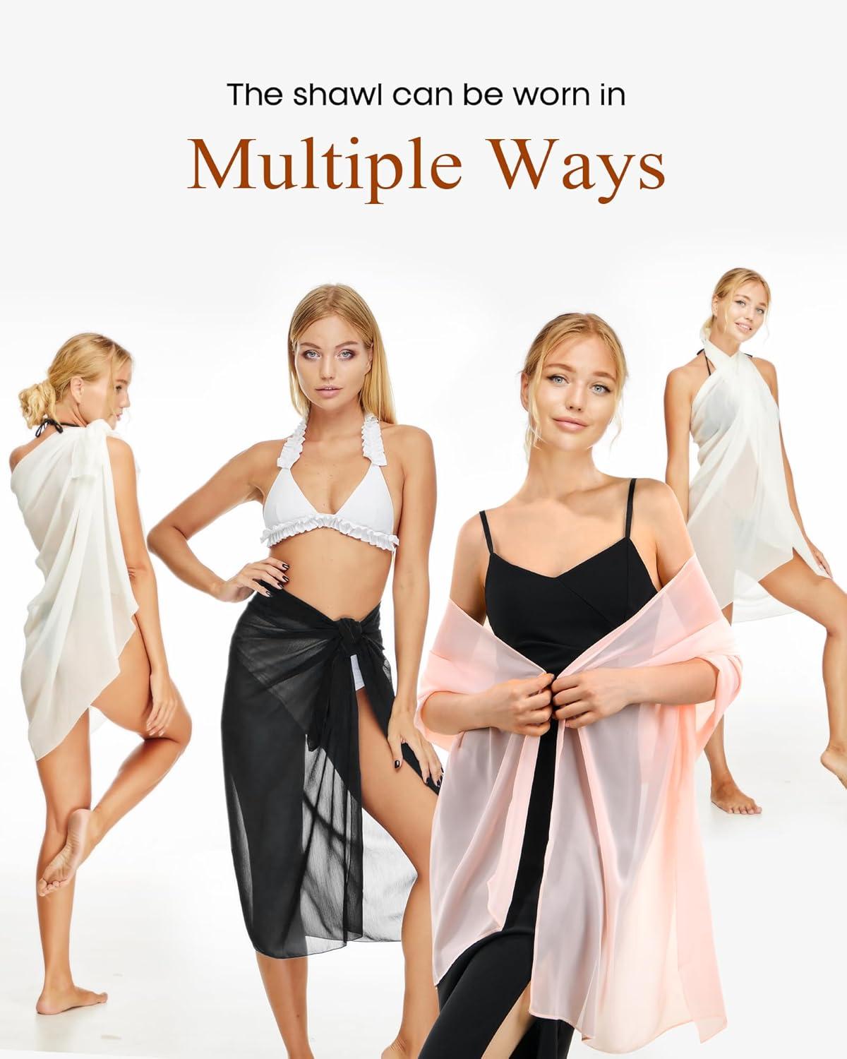 imageFURTALK Chiffon Shawl Wraps for Women Evening Dresses Soft Scarf Formal Wedding Bridal ScarvesWhite