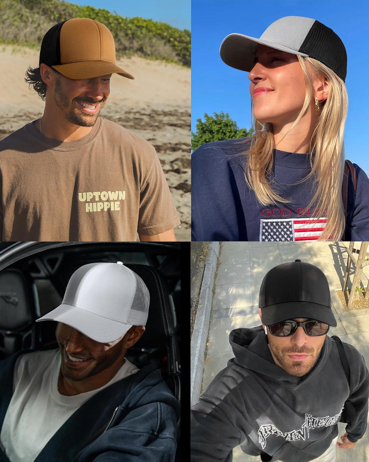 imageFURTALK Mens Trucker Hat Structured Mesh Baseball Cap Adjustable Classic Mens HatBlackgreybrown