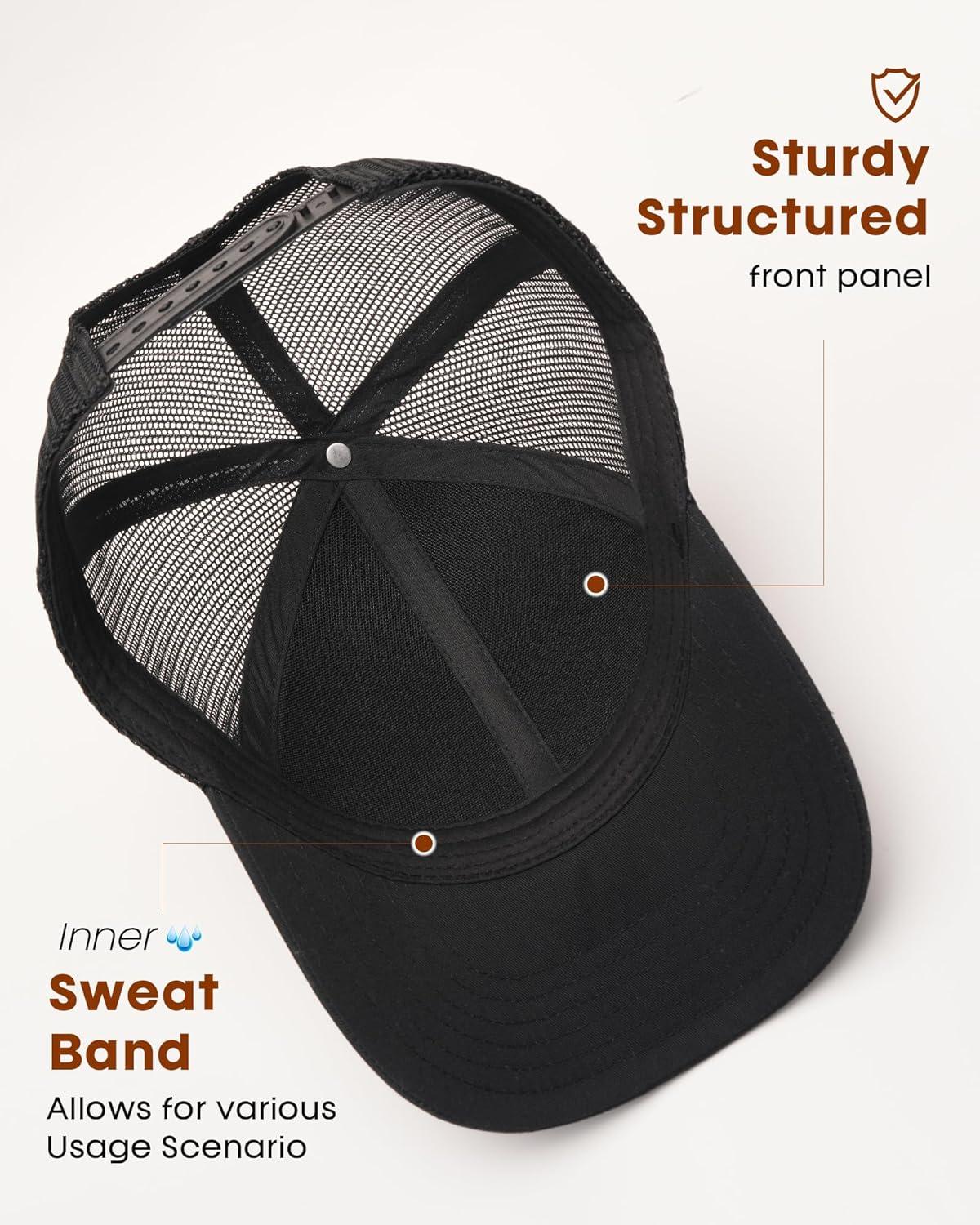 imageFURTALK Mens Trucker Hat Structured Mesh Baseball Cap Adjustable Classic Mens HatBlackgreybrown