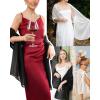 imageFURTALK Chiffon Shawl Wraps for Women Evening Dresses Soft Scarf Formal Wedding Bridal ScarvesBlack