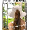 imageFURTALK Sun Hats for Women Ponytail UPF 80 Beach Summer Hat Wide Brim Packable Cowboy HatBeige