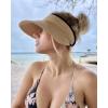 imageFURTALK Womens Sun Visor Hat Straw Sun Visors for Women Summer Packable Ponytail Beach Hats for Women Travel UPF 80A Beige