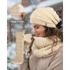 imageFURTALK Womens Winter Knit Beanie Hat Gloves Scarf Set 3 Pcs Gift Slouchy Beanie Touchscreen Gloves Scarf Warmer for WomenBeige