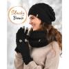 imageFURTALK Womens Winter Knit Beanie Hat Gloves Scarf Set 3 Pcs Gift Slouchy Beanie Touchscreen Gloves Scarf Warmer for WomenBlack