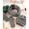 imageFURTALK Womens Winter Knit Beanie Hat Gloves Scarf Set 3 Pcs Gift Slouchy Beanie Touchscreen Gloves Scarf Warmer for WomenDark Grey