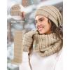 imageFURTALK Womens Winter Knit Beanie Hat Gloves Scarf Set 3 Pcs Gift Slouchy Beanie Touchscreen Gloves Scarf Warmer for WomenSmoke Grey