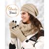 imageFURTALK Womens Winter Knit Beanie Hat Gloves Scarf Set 3 Pcs Gift Slouchy Beanie Touchscreen Gloves Scarf Warmer for WomenSmoke Grey